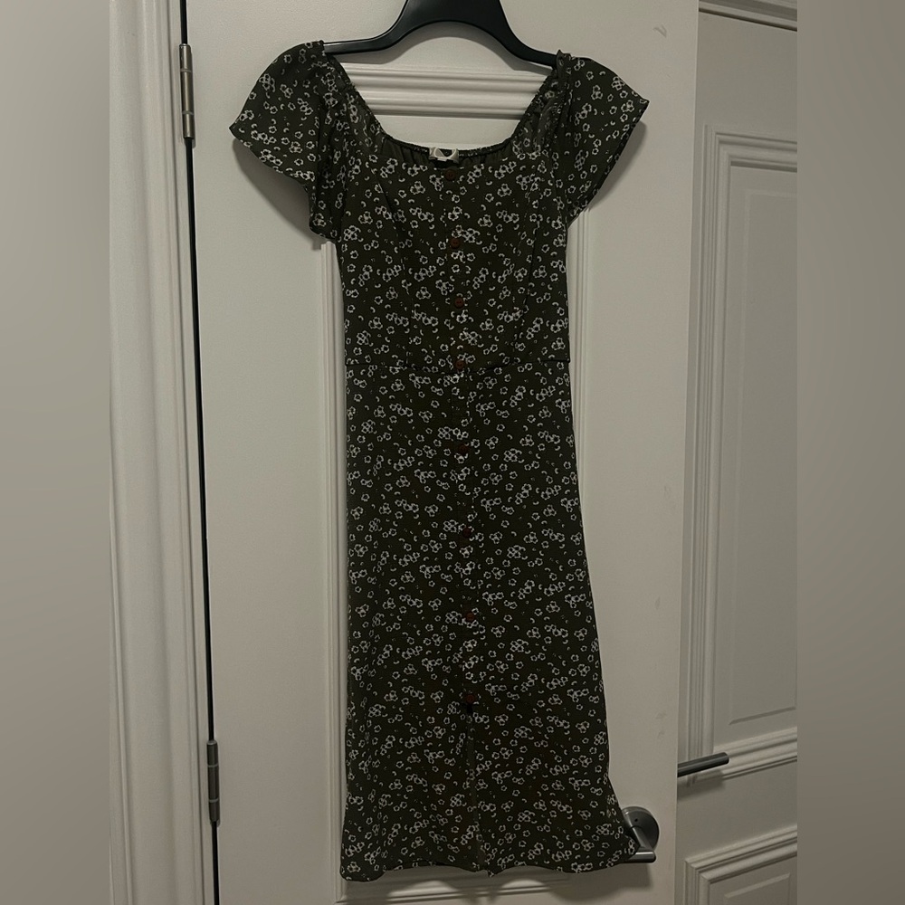 Midi Floral Green Dress